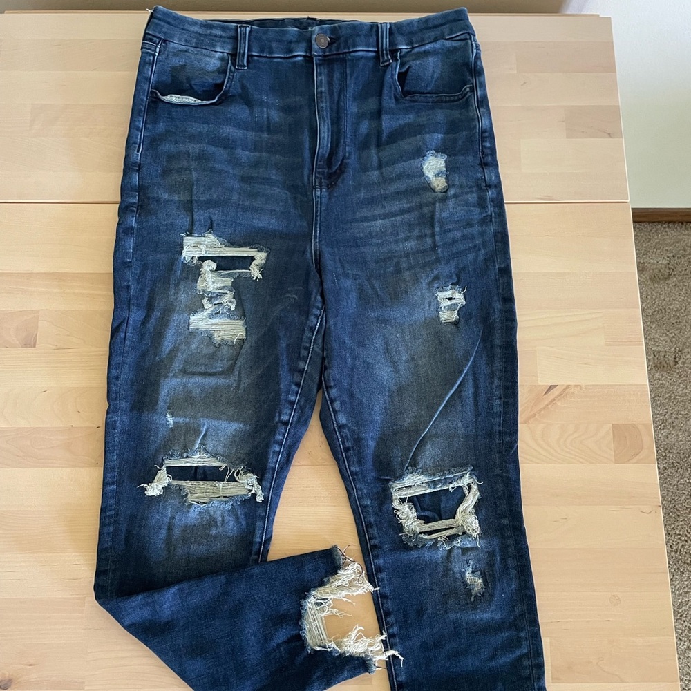 American Eagle - Ne(x)t Level Stretch Ripped Blue Jeans - 16 Short
